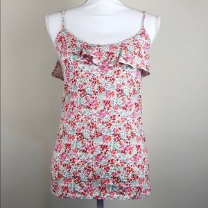J. Crew Asymmetrical Ruffle Floral Tank Size XS